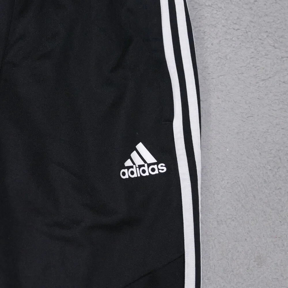 Adidas Men Small Black Tapered Jogger Pants 100% Polyester Ankle Zip